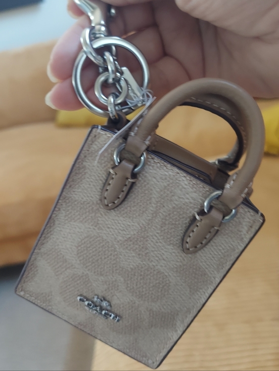 Coach Handbags - Coach Mini Purse Bag CharmKeychain Sand Taupe NWTLeather CX069